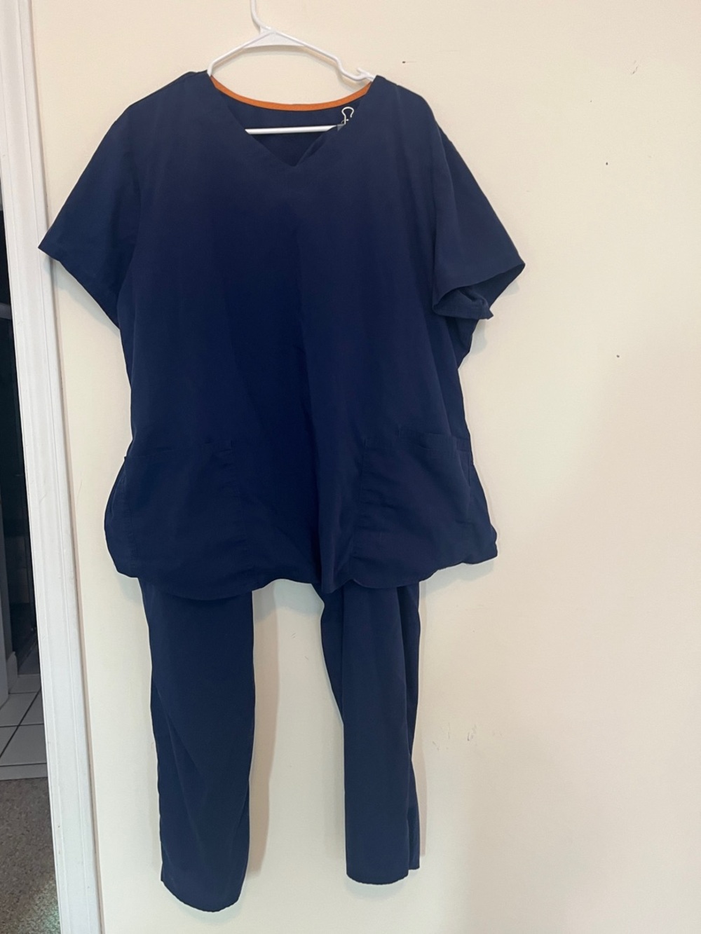Scrubstar Navy Blue Women's Scrub Set with Orange Trim